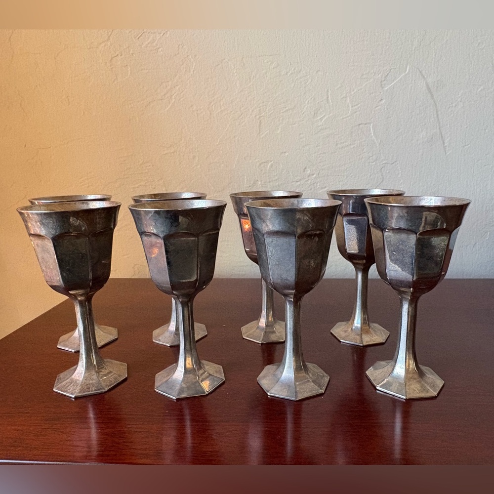 Elegant Silver Goblet Set of 8 from Italy